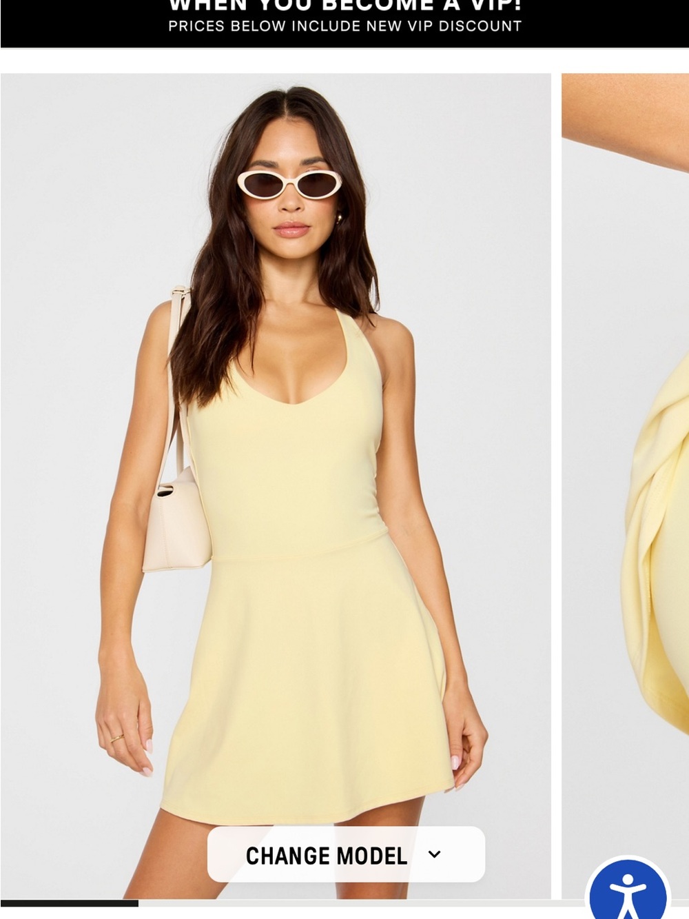 Fabletics Butter Yellow PureLuxe Halter Mini Dress
